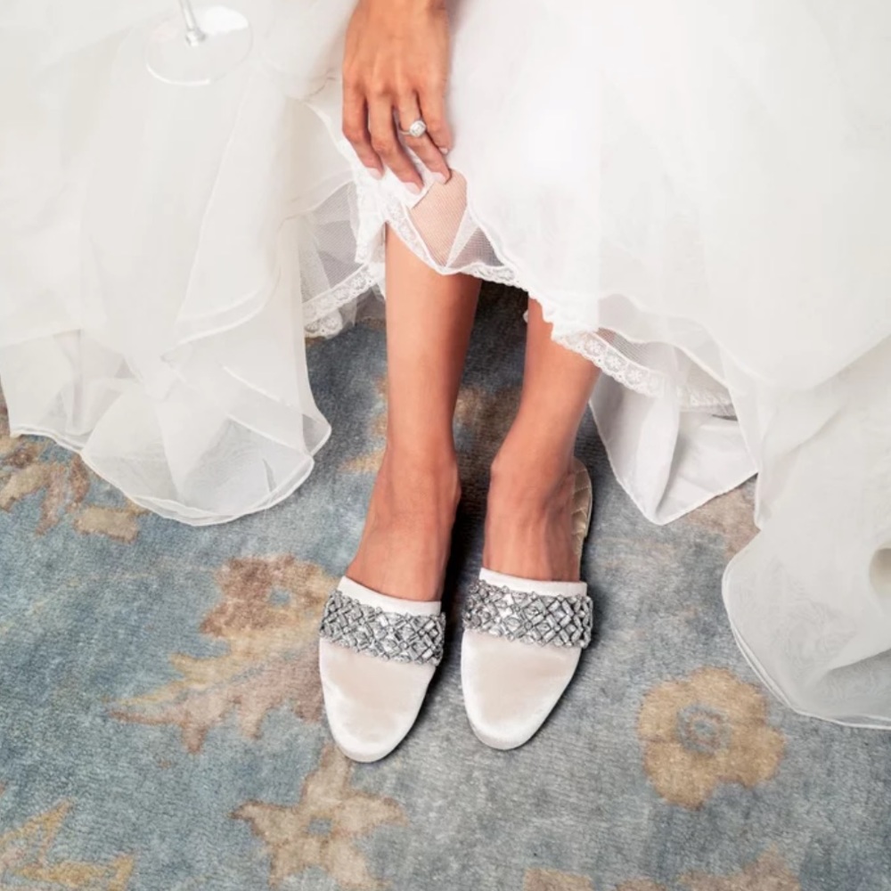 Birdies Bridal Slides With Crystal Sz 10